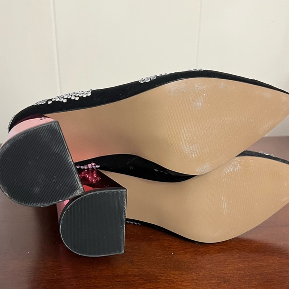 Betsey Johnson Naomy Rhinestone Houndstooth pink block heelTall Boots 6 NWOT - Picture 13 of 16